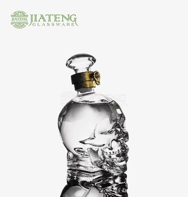 Glass Skull Alcohol Bottle